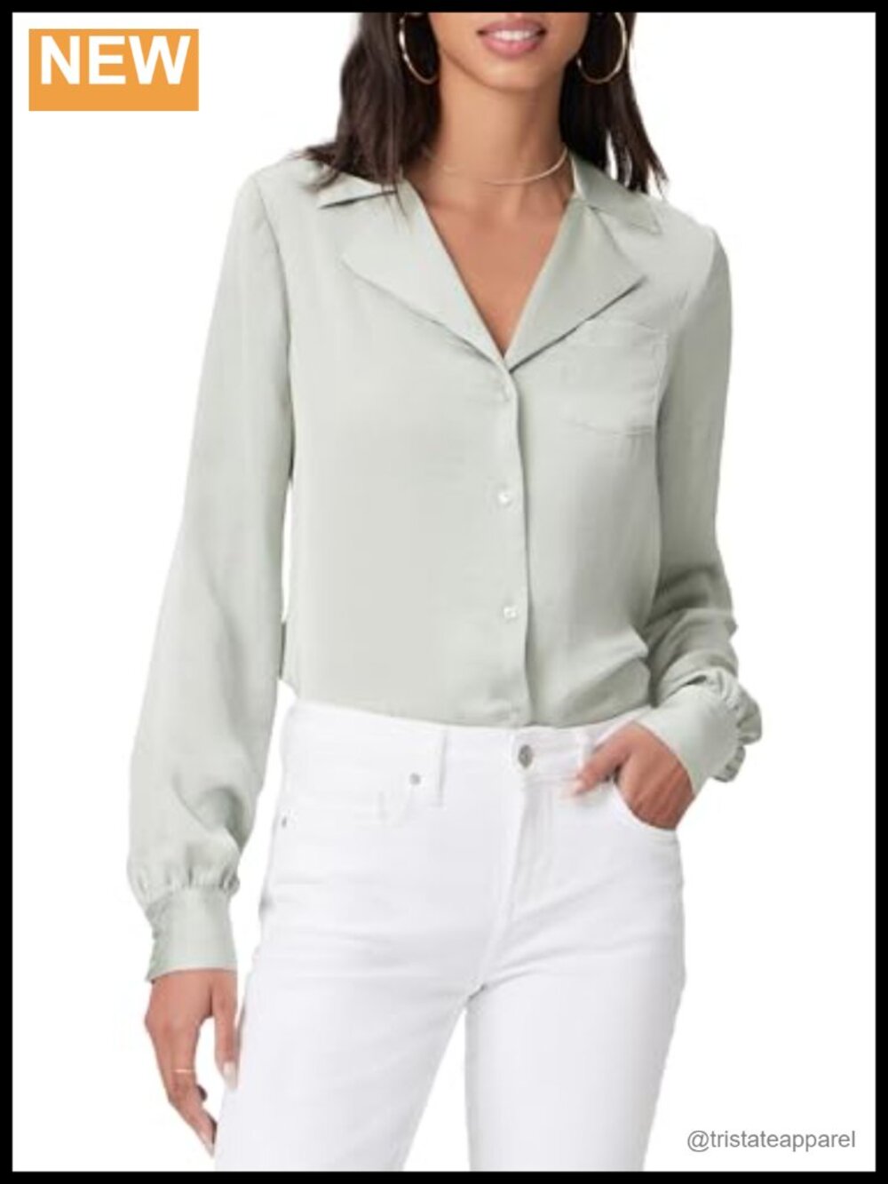 100% Polyester Long Sleeve Button Down Shirt with Patch Pocket - Regular Fit